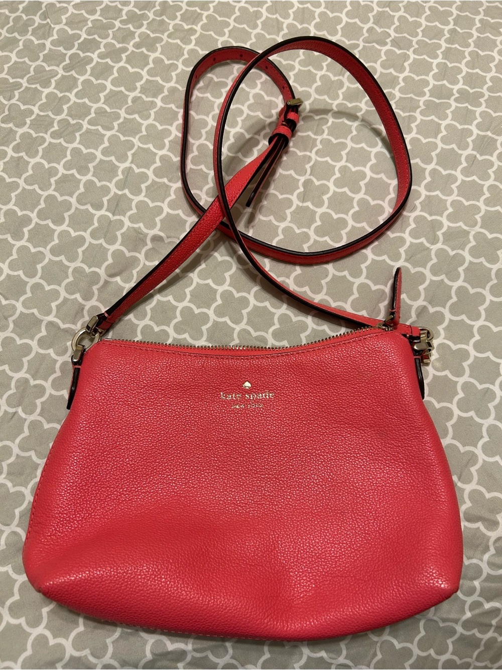 kate spade Coral Pink Pebbled Leather Crossbody